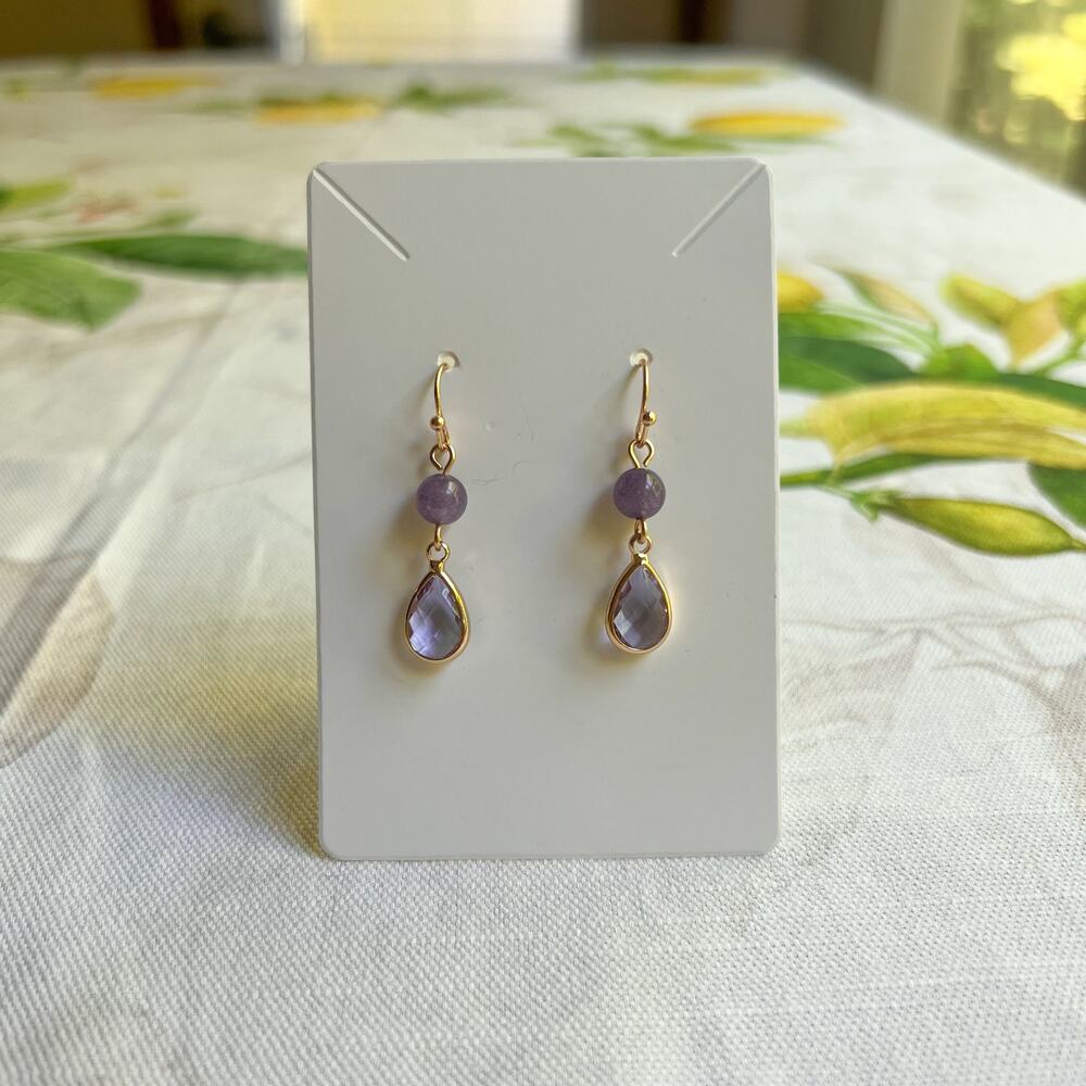 Lavender Amethyst Minimalist Teardrop Grape Fruit Purple Power Casual Earrings